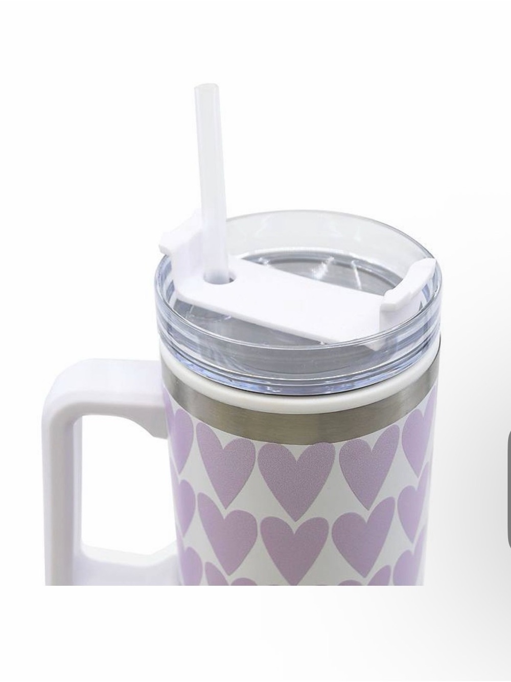 Lavender Heart Travel 30oz Tumbler with Handle and Straw - Picture 3 of 3